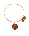 The Fleur de Lis inspires this Alex and Ani bangle, designed for simple symbolism in plated metal with an etched charm.