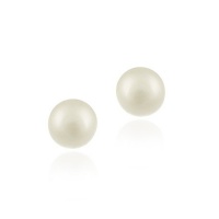 Sterling Silver Freshwater Cultured White Button Pearl 5.5-6mm Stud Earrings