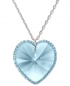 Romantic serenity. Swarovki's aqua-hued Reverie pendant presents a heart full of love. Crafted in silver tone mixed metal, a perfectly-faceted Aquamarine crystal is wrapped in a delicate Pointiage edging. Approximate length: 15 inches. Approximate drop: 3/4 inch.