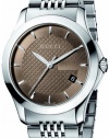 Gucci Men's YA126406 G-Timeless Medium Brown Dial Stainless-Steel Watch