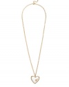 GUESS Enamel Logo Heart Pendant Necklace, WHITE