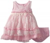 Nannette Baby-Girls Infant 2 Piece Knit Dress & Panty, Blush Bride Pink, 12 Months