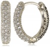 Judith Jack Sterling Silver Marcasite and Crystal Pave Hoop Earrings