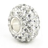 Swaroski White Crystal Ball Bead Sterling Silver Charm Fits Pandora Chamilia Biagi Trollbeads European Bracelet