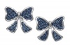 Sterling Silver Blue Denim Bow Post Back Earrings