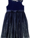 Bloome Girls 7-16 Plus Size Velvet Sparkle Occasion Dress, Blue, 16.5