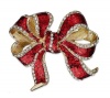 Macy's Holiday Lane Charter Club Brooch, Gold-Tone Glass Red Bow Pin