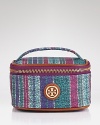 A free-spirited vibe informs this Tory Burch cosmetics case, which is detailed with hippie-chic stripes and a subtle logo medallion. It's a boho beauty.