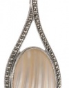 Judith Jack Pearl Moon Sterling Silver, Swarovski Marcasite and Osmena Pearl Drop Pendant Necklace