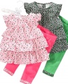 Darling in dots, she'll look so cute in this tiered tunic with matching leggings by First Impressions.