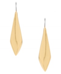 Smooth, sleek, and totally stylish! Kenneth Cole New York's polished drop earrings feature an elongated diamond shape in gold tone mixed metal. Approximate drop: 2 inches.