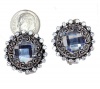 Victorian Burnish Silver Tone Ornate Crystal Clip-on Earrings