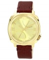 Oxblood leather creates a bold timepiece from Vince Camuto.