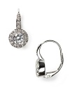 Cubic zirconium crystal leverback earrings with clasp closure for pierced ears. 1.9 ct. t.w.