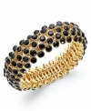 Timeless elegance with a touch of midnight cool. This stretch bracelet from Charter Club highlights jet black beads on a golden design. Crafted in 14k gold-plated mixed metal. Approximate diameter: 2-1/4 inches.