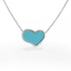 Valentines Day Bling Jewelry Sterling Silver Turquoise Sweet Heart Pendant Necklace 16in