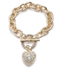 G by GUESS Bracelet with Rhinestone Heart Toggle, GOLD