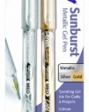 Pentel Arts Sunburst Metallic Gel Pen, Medium Line, Permanent, Gold and Silver Ink, 2 Pack (K908BPXZ)