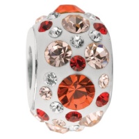 925 Sterling Silver Orange Kaleidoscope Crystal, For Chamilia, Pandora, Biagi, Personality, Reflections And More Charm Bracelets