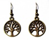 Tree of Life Dangle Earrings in Antiqued Bronze on French Wires, .8