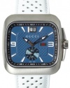 Gucci Men's YA131304 Gucci Coupé Blue/Black Dial White Leather Watch