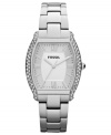 Shimmering crystals run up and down the subtle curves of this Wallace collection watch, by Fossil.