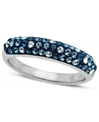 A playful conversation piece. Kaleidoscope's dazzling cocktail ring combines large and small blue and clear crystals with Swarovski Elements. Set in sterling silver. Size 7.