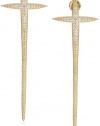 Mizuki 14k Gold Long Curved Diamond Icicle Cross Post Earrings