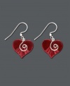 Embrace love with bold red hearts. Earrings by Jody Coyote are crafted in red patina brass with a swirling silver accent charm. Set in sterling silver. Approximate drop: 1-1/8 inches.