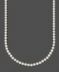 Add polish and refinement to your look with an elegant pearl strand. Necklace by Belle de Mer features A+ Akoya cultured pearls (7-7-1/2 mm) set in 14k gold. Approximate length: 24 inches.