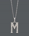 Spell it out in sparkle! This personalized initial charm necklace makes the perfect gift for Meredith or Michelle. Features sparkling, round-cut diamond accents. Setting and chain crafted in 14k white gold. Approximate length: 18 inches. Approximate drop: 1/2 inch.