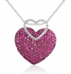 Effy Jewelry Effy® 14K White Gold Diamond and Ruby Heart Necklace 5.39 Tcw.