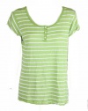 Michael Stars Womens Palm Jersey Stripe Henley Style Tee O/S 2888