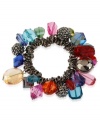 Colorfully coordinating, this bracelet from Haskell is crafted from hematite-tone mixed metal with a rainow of faceted beads giving it a vibrant pop. Approximate length: 7-1/2 inches