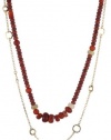 Lucky Brand Gypsy Soul Gold-Tone Red Stone Chain Necklace