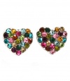 Adorable Small Silver Plated Sparkling Multicolor Pink, Green, Topaz, Blue Crystal Embellished Heart Stud 3/8 Stud Earrings