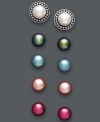 A new look for every day of the work week. Polished and poignant, Fresh by Honora's five pair earring set features multicolored cultured freshwater pearls (7-8 mm) in white, black, blue, pink and fuchsia hues with an interchangeable, sterling silver setting. Approximate diameter (with sterling silver setting): 1/2 inch.