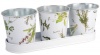 Esschert Design Herb Print Galvanized Steel Flower Pots with Saucer, Set of 3