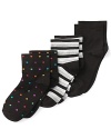 In solids, stripes and dots, HUE body socks feature a slightly higher rise than traditional ankle socks.