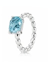 PANDORA's cocktail-style stunner features a faceted blue topaz stone set upon a beaded sterling silver band.