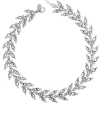 Grow your collection with this vine-inspired collar necklace from 2028. Shimmering glass crystals are displayed on a linked silhouette. Crafted in silver-tone mixed metal. Approximate length: 16 inches + 3-inch extender.