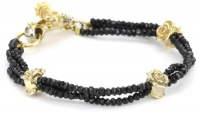 Queen Baby 3 Strand Black Spinel Bracelet with 18K Vermeil Roses