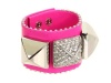 Juicy Couture Heavy Metal Pave Pyramid Stud Wide Leather Cuff Bracelet Pink