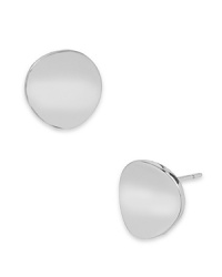 These simple Robert Lee Morris Soho stud earrings are a striking statement piece, formed into a concave shape and plated in silver.