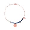 Meira T Solid 14K Rose Gold Diamond Circle & Blue Sapphire Beads Chain Bracelet