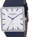 Stuhrling Original Men's 342.3315C2 Classic Ascot Saratoga Swiss Quartz Ultra Slim Date Blue Leather Strap Watch