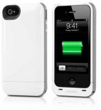 New Version Mophie Juice Pack Plus Case and 2000mAh Rechargeable Battery for iPhone 4/4S - White (Verizon, AT&T and Sprint)