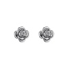 .925 Sterling Silver Rhodium Plated Rose Flower CZ Stud Earrings with Screw-back for Children & Women