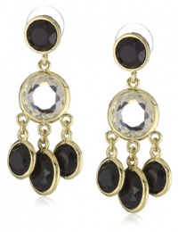 Anne Klein Beacon Gold-Tone Black and Crystal Chandelier Drop Earrings