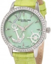 Stuhrling Original Women's 520.1115L88 Vogue Audrey Verona Del Mar Swiss Quartz Mother-Of-Pearl Swarovski Crystal Green Watch